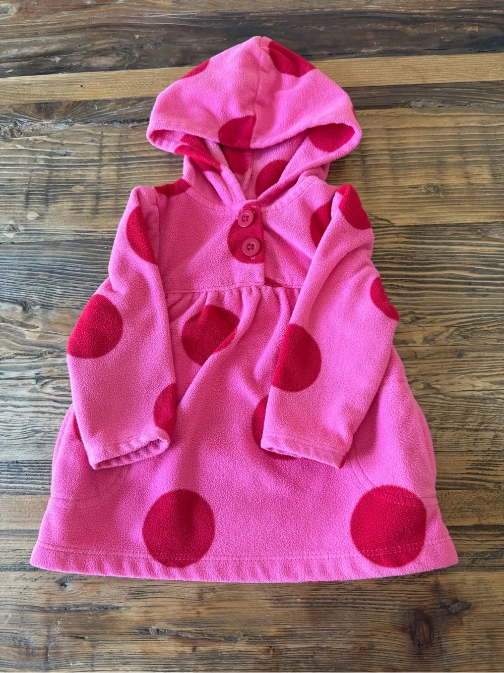 Carter's 6-9 MONTHS Bright Pink Hooded Button Jacket
